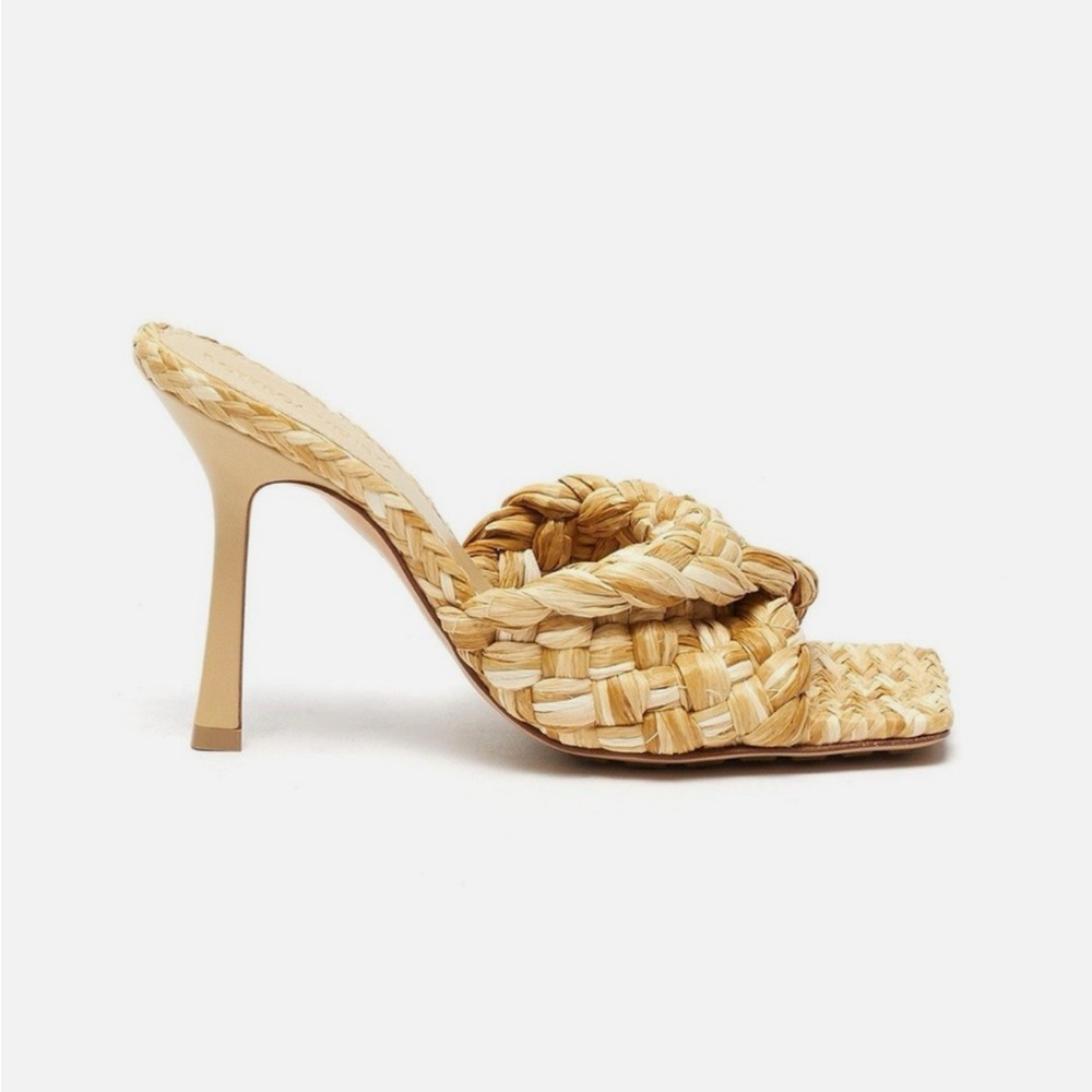 Bottega Veneta Raffia Twisted Intrecciato Stretch Mule Sandals – Size 38